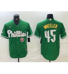 men philadelphia phillies 45 zack wheeler green 2024 city connect stitched jersey II