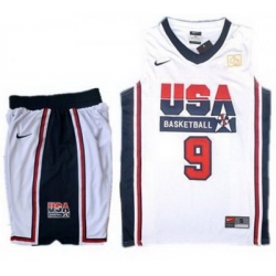 USA Basketball Retro 1992 Olympic Dream Team White Jersey & Shorts Suit #9 Jordan