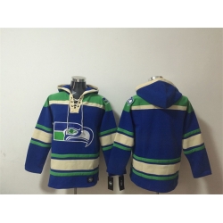 Men Seattle Seahawks Blank Royal Ageless Must Have Lace Up Pullover Hoodie
