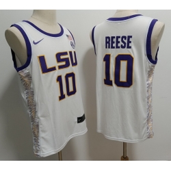 Men LSU Tigers #10 Angel Reese White Baseball Stitched NCAA Jersey