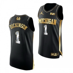 Michigan Wolverines Hunter Dickinson 2021 March Madness Golden Authentic Black Jersey