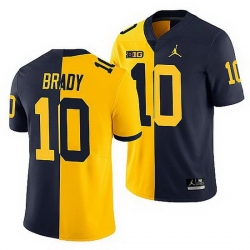 Michigan Wolverines Tom Brady Maize Navy Split Edition Men Jersey