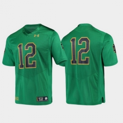 Men Notre Dame Fighting Irish 12 Green Replica Football Jersey