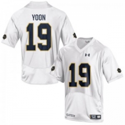 Men Under Armour 19 Replica White Justin Yoon Notre Dame Fighting Irish Alumni Football Jersey