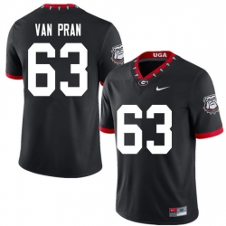 2020 Men #63 Sedrick Van Pran Georgia Bulldogs Mascot 100th Anniversary College Football Jerseys Sal