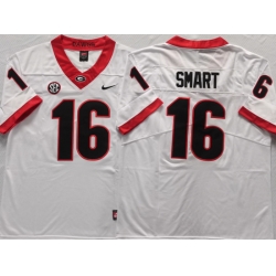 Men #16 SMART Georgia Bulldogs College Football Jerseys Sale-White