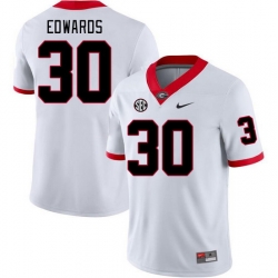 Men #30 Daijun Edwards Georgia Bulldogs College Football Jerseys Stitched-White