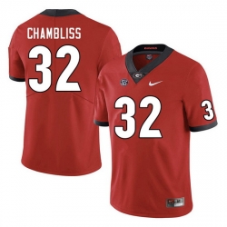 Men #32 Chaz Chambliss Georgia Bulldogs College Football Jerseys Sale-Red