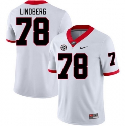 Men #78 Chad Lindberg Georgia Bulldogs College Football Jerseys Stitched-White