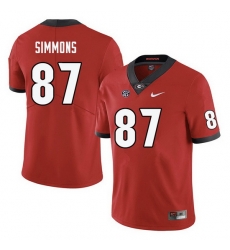 Men #87 Tyler Simmons Georgia Bulldogs College Football Jerseys-Red