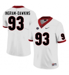 Men #93 Tyrion Ingram-Dawkins Georgia Bulldogs College Football Jerseys Sale-White