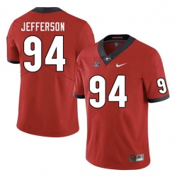 Men #94 Jonathan Jefferson Georgia Bulldogs College Football Jerseys Sale-Red