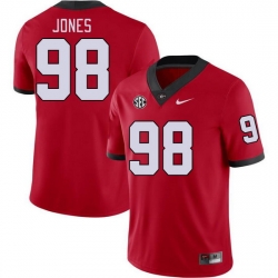 Men #98 Noah Jones Georgia Bulldogs College Football Jerseys Stitched-Red