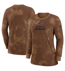 Women New England Patriots Brown 2023 Salute To Service Long Sleeve T Shirt