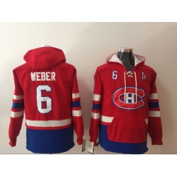 Men Montreal Canadiens Shea Weber 6 Red Stitched NHL Hoodie