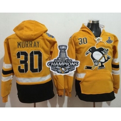 Men Pittsburgh Penguins 30 Matt Murray Gold Sawyer Hooded Sweatshirt 2017 Stadium Series Stanley Cup Finals Champions Stitched NHL Jersey