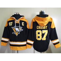 Men Pittsburgh Penguins Sidney Crosby 87 Black Stitched NHL Hoodie