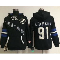 Tampa Bay Lightning 91 Steven Stamkos Black Women Old Time Heidi NHL Hoodie