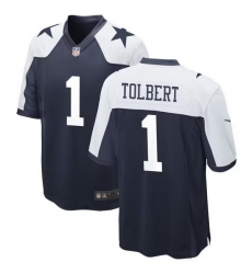 Dallas Cowboys 1 Jalen Tolbert Thanksgiving Blue Vapor Limited Jersey