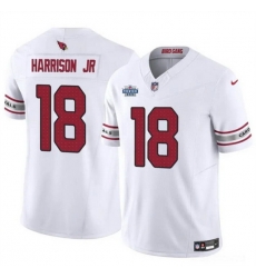 Men Arizona Cardinals 18 Marvin Harrison Jr White 2024 With Draft Patch F U S E  Vapor Untouchable Limited Stitched Football Jersey