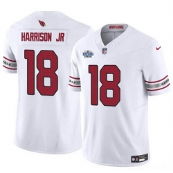 Men Arizona Cardinals 18 Marvin Harrison Jr White 2024 With Draft Patch F U S E  Vapor Untouchable Limited Stitched Football Jersey