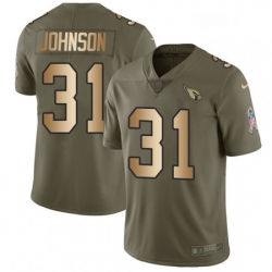 Men Nike Arizona Cardinals 31 David Johnson Limited OliveGold 2017 Salute to Service NFL Jersey