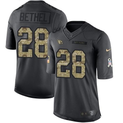 Nike Cardinals #28 Justin Bethel Black Mens Stitched NFL Limited 2016 Salute to Service Jersey