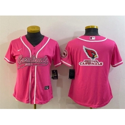 Women Arizona Cardinals Pink Team Big Logo With Patch Cool Base Stitched Baseball Jersey