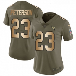 Womens Nike Arizona Cardinals 23 Adrian Peterson Limited OliveGold 2017 Salute to Service NFL Jersey