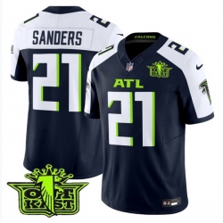 Atlanta Falcons 21 Sanders Fashion Navy Blue Green Stitched Jersey