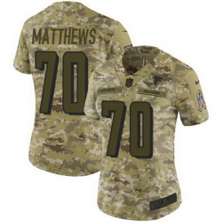 Falcons 70 Jake Matthews Camo Womens Stitched Football Limited 2018 Salute to Service Jersey