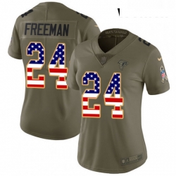 Womens Nike Atlanta Falcons 24 Devonta Freeman Limited OliveUSA Flag 2017 Salute to Service NFL Jersey