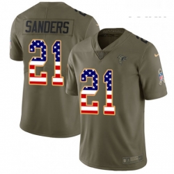 Youth Nike Atlanta Falcons 21 Deion Sanders Limited OliveUSA Flag 2017 Salute to Service NFL Jersey