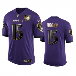 Baltimore Ravens 15 Marquise Brown Men Nike Purple Team 25th Season Golden Limited NFL Jersey