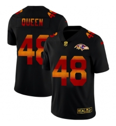 Baltimore Ravens 48 Patrick Queen Men Black Nike Red Orange Stripe Vapor Limited NFL Jersey