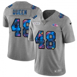 Baltimore Ravens 48 Patrick Queen Men Nike Multi Color 2020 NFL Crucial Catch NFL Jersey Greyheather