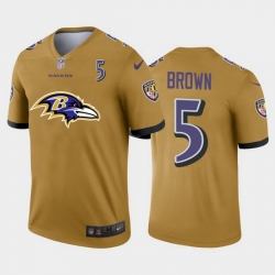 Baltimore Ravens 5 Marquise Brown Gold Men Nike Big Team Logo Player Vapor Limited NFL Jersey