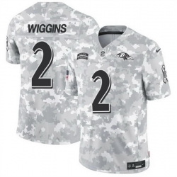 Men Baltimore Ravens 2 Nate Wiggins 2024 F U S E Arctic Camo Salute To Service Limited Stitched Football Jersey