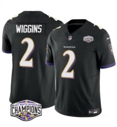 Men Baltimore Ravens 2 Nate Wiggins Black F U S E 2024 AFC North Division Champions Vapor Limited Football Jersey