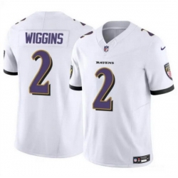 Men Baltimore Ravens 2 Nate Wiggins White 2024 Draft F U S E Vapor Limited Football Jersey