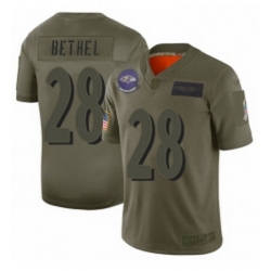 Men Baltimore Ravens 28 Justin Bethel Limited Camo 2019 Salute to Service Football Jersey