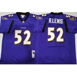 Men Baltimore Ravens 52 Ray Lewis Purple M&N Throwback Jersey