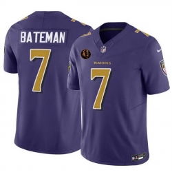 Men Baltimore Ravens 7 Rashod Bateman Purple 2025 F U S E  With John Madden Patch Limited Football Jersey