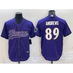 Men Baltimore Ravens 89 Mark Andrews Purple With Patch Cool Base Stitched Baseball Jersey