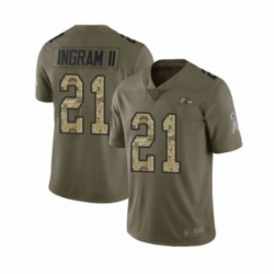 Mens Baltimore Ravens 21 Mark Ingram II Limited Olive Camo Salute to Service Football Jersey