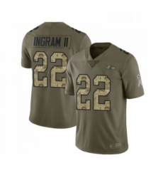 Mens Baltimore Ravens 22 Mark Ingram II Limited Olive Camo Salute to Service Football Jersey