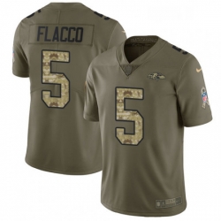 Mens Nike Baltimore Ravens 5 Joe Flacco Limited OliveCamo Salute to Service NFL Jersey