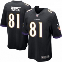 Mens Nike Baltimore Ravens 81 Hayden Hurst Game Black Alternate NFL Jersey