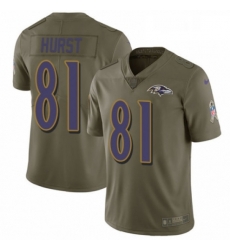 Mens Nike Baltimore Ravens 81 Hayden Hurst Limited Olive 2017 Salute to Service NFL Jersey