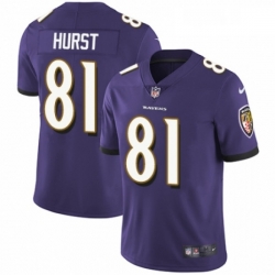 Mens Nike Baltimore Ravens 81 Hayden Hurst Purple Team Color Vapor Untouchable Limited Player NFL Jersey